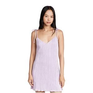 DANNIJO Purple Lilac Mini Pleated Crinkle Braided Strap Mini Dress // S